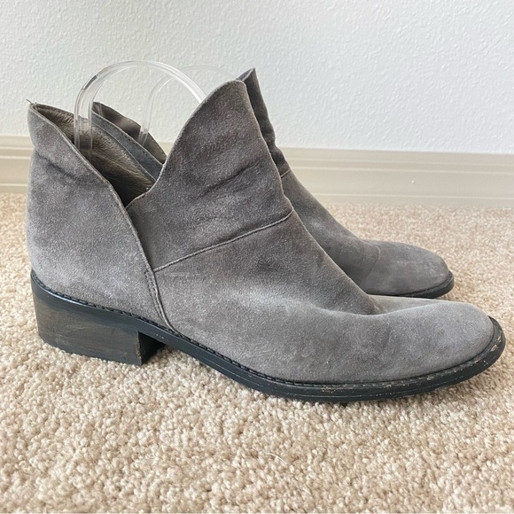 Eileen Fisher Gray Nubuck Suede Leather Leaf Ankle Boots Booties Women's Size 10 - Picture 1 of 6